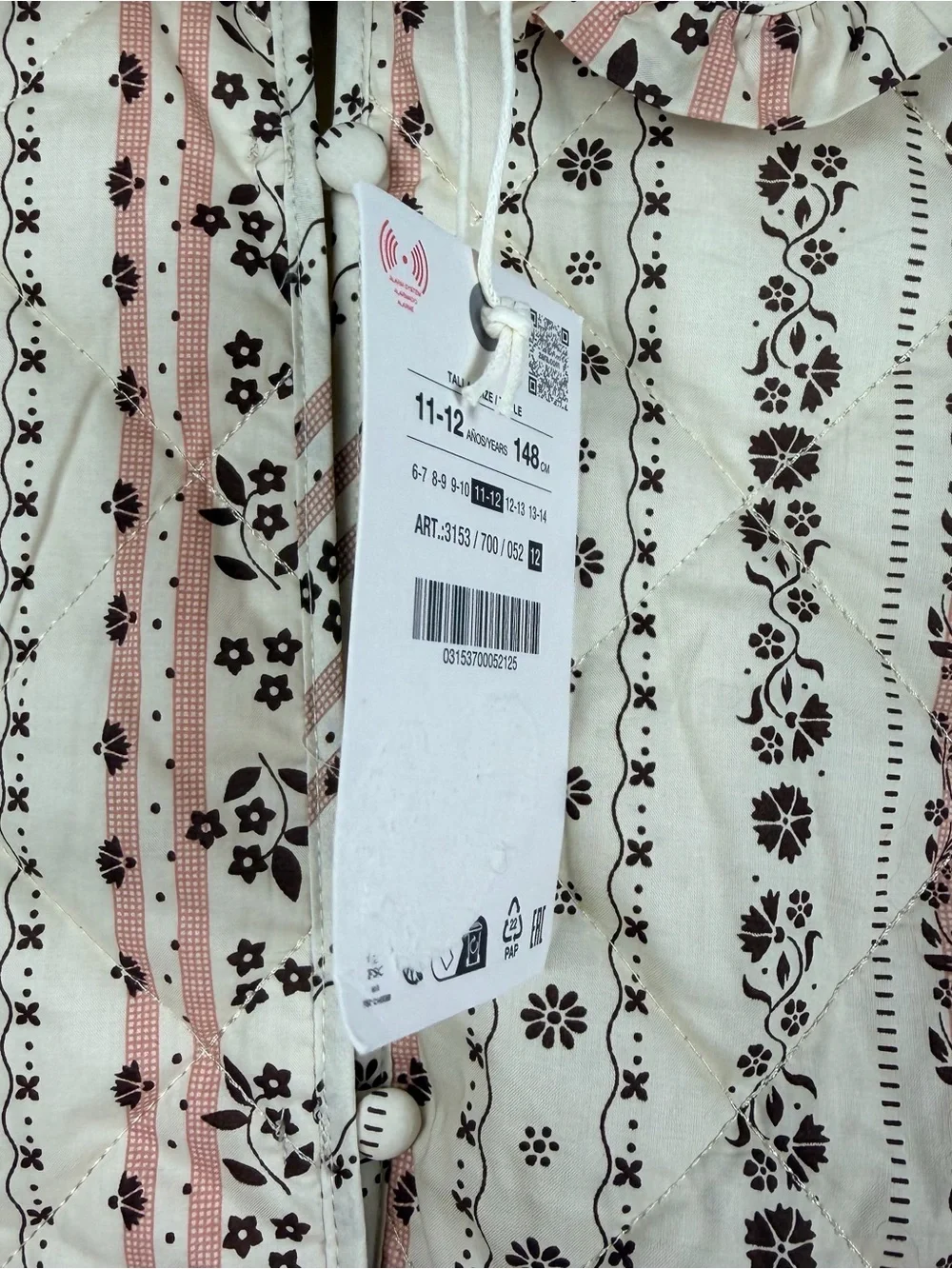 New Zara girls quilted PRINTED PADDED JACKET size 11-12